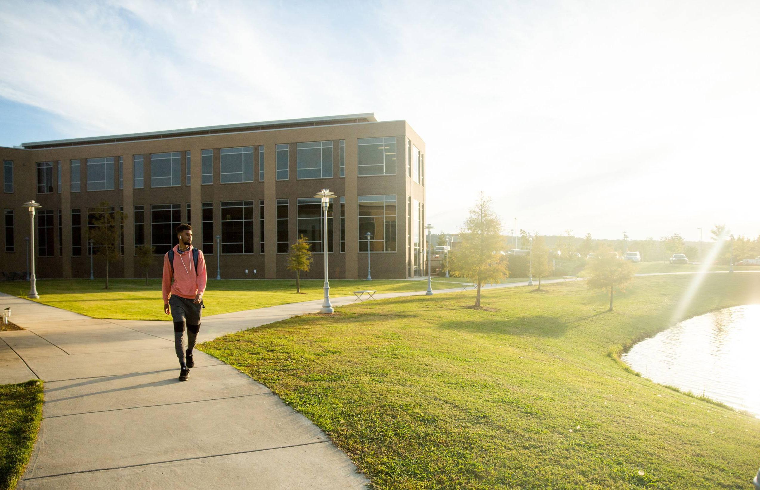 student walking through Wallace State campus